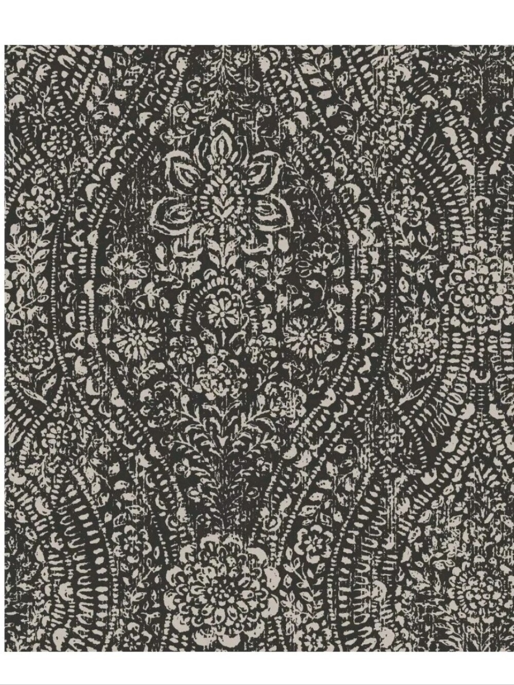 RoomMates Ornate Ogee Peel and Stick Wallpaper Black/Taupe: Removable Vinyl,